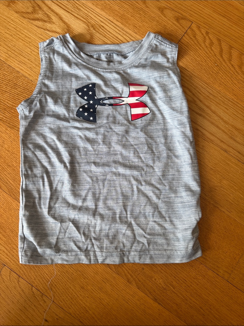 Under Armour Kids Light Gray Tank with American Flag Logo